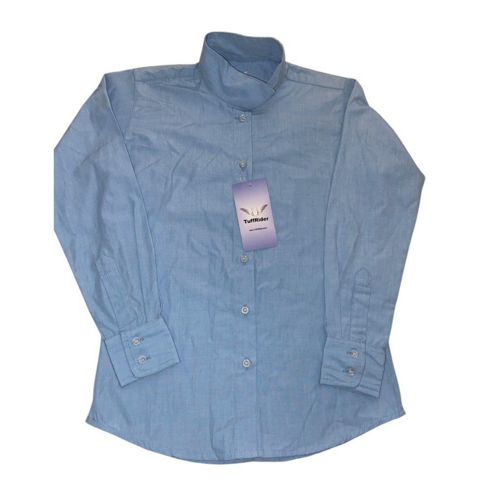 TuffRider English Show‎ Shirt Youth Size 8 NWT EQUESTRIAN Blue JPC